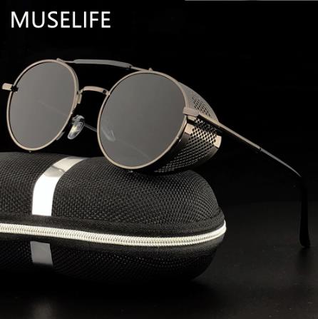 Солнцезащитные очки в стиле ретро MUSELIFE, круглые металлические очки в стиле стимпанк для мужчин и женщин, фирменные дизайнерские очки Oculos De Sol, защита от ультрафиолета