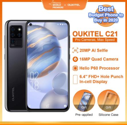 купить на алиэкспресс OUKITEL C21 Quad Камера 20MP селфи Octa Core Helio P60 4 + 64 Гб телефон 6,4 ''FHD + Дырокол Экран 4000 мА/ч, 4G Мобильный телефон Смартфон