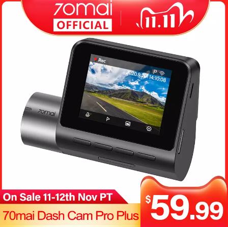 купить на алиэкспресс Обновление 70mai Smart Dash Cam Pro Plus A500 Встроенный GPS 70mai PLUS Автомобильный видеорегистратор 1944P с координатами скорости ADAS 24H монитор парковки