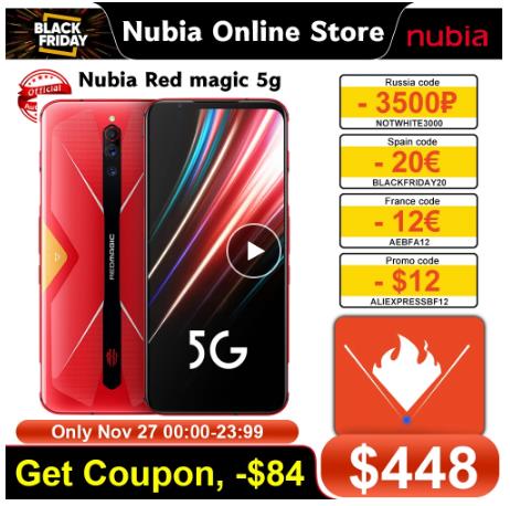 Смартфон Nubia Red Magic 5G игровой, 8 + 128 ГБ, 6,65 дюйма, Snapdragon 865, NFC купить на алиэкспресс