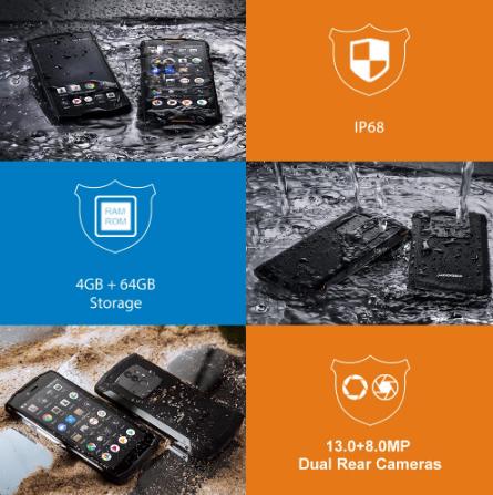купить Смартфон IP68 DOOGEE S55, ОЗУ 4 Гб, ПЗУ 64 Гб, водонепроницаемый двухсимочный телефон, 5500 мАч, MTK6750T, 4G LTE, восьмиядерный, экран 5,5 дюймов, Android 8.0, камера 13.0Мп