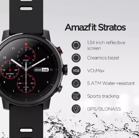 купить Оригинальный Amazfit Stratos Смарт-часы Bluetooth GPS подсчет калорий монитор сердца 50 м Водонепроницаемый для iOS и Android телефон