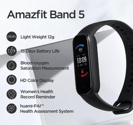 Смарт-браслет Amazfit Band 5, цветной дисплей, пульсометр, фитнес-трекер, водонепроницаемый, Bluetooth 5,0, спортивный смарт-браслет, 2020