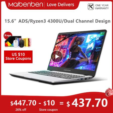 купить на алиэкспресс MAIBENBEN ноутбук M543 ноутбук [AMD Ryzen 3 4300U, 15,6-дюймовый ADS FHD,4G/8G/16G Linux/Windows10] один год гарантии