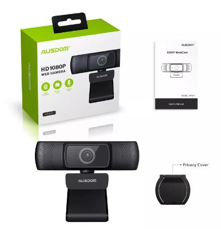 Веб-камера AUSDOM AF640 Full HD 1080P с автофокусом и шумоподавлением