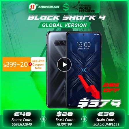 Promo code NESHUTKA1500 Pre-sale Новое поступление 2021, смартфон Black Shark 4, 6 ГБ/8 ГБ, 128 ГБ, Snapdragon 870, 144 Гц, частота обновления E4, AMOLED экран, Диммирование постоянного тока, UFS 3,1