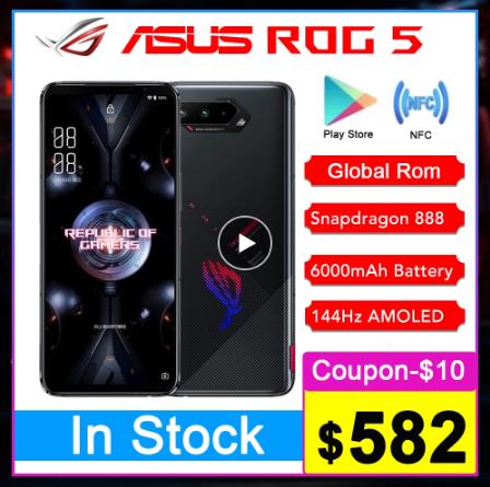 Оригинальная материнская плата Asus ROG 5 5G игровой телефон 6,78 "16RAM 144 Гц Дисплей Snapdragon 888 6000 мАч быстрой зарядки 65 Вт ROG5 мобильный телефон